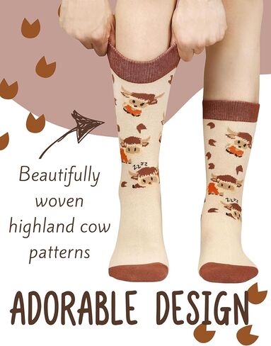 InnoBeta Highland Cow Gifts Socks for Women, Gifts for Scottish Highland Cow Lovers, One Size Crew Socks in Saudi Arabia