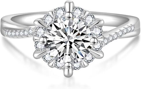 خاتم الوعد Rounnt Cut 1CT D اللون VVS1 خاتم مويسانيتي 925 فضة خواتم الخطبة للنساء لها in Saudi Arabia