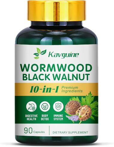10 in 1 Wormwood Capsules - 90 Capsules Supplement, Black Walnut Hulls, Cloves, Black Pepper, Turmeric Curcumin Root, Peppermint Leaf, Supports Cut Health & Digestive Balance in Saudi Arabia