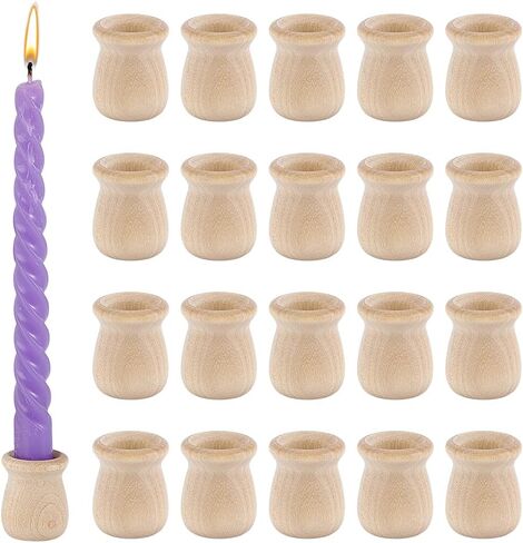 PH PandaHall 20pcs Candle Cups, Wood Candle Holders Unfinished Wooden Candle Cups Wood Dowel Caps Candlesticks Holders for Hand Painting Crafts Home Decor Fireplace Decor, 1 × 1.3 Inch in Saudi Arabia