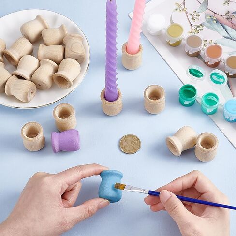 PH PandaHall 20pcs Candle Cups, Wood Candle Holders Unfinished Wooden Candle Cups Wood Dowel Caps Candlesticks Holders for Hand Painting Crafts Home Decor Fireplace Decor, 1 × 1.3 Inch in Saudi Arabia