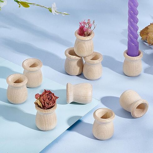 PH PandaHall 20pcs Candle Cups, Wood Candle Holders Unfinished Wooden Candle Cups Wood Dowel Caps Candlesticks Holders for Hand Painting Crafts Home Decor Fireplace Decor, 1 × 1.3 Inch in Saudi Arabia