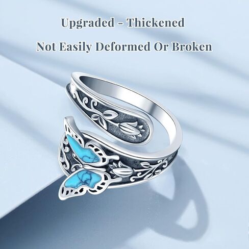 Sterling Silver Turquoise Rings for Women Vintage Spoon Rings for Men Adjustable Feather Rings Boho Thumb Rings Antique Statement Ring Jewelry Gifts in Saudi Arabia