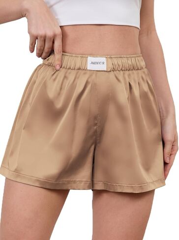 Mawor Womens Silk Summer Boxer Shorts Soft Comfy Pajama Sleep Lounge Satin Bottoms Flight Flowy Lourd in Kuwait