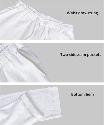 Women 100% Linen Pants with Drawstring Work Pants with Elastic Waist Relaxed Fit Casual Trousers for Women with Pockets in Saudi Arabia