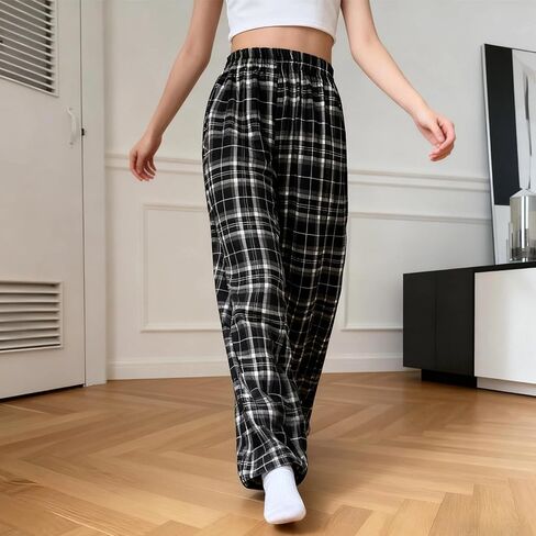 سراويل نسائية كاجوال بأرجل واسعة، مقاس مريح مع حزام خصر مطاطي، سراويل مريحة وأنيقة للنزهات غير الرسمية in Saudi Arabia