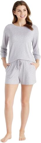 Softies Womens Dream 3/4 Sleeve Boat Neck Top ومجموعة قصيرة in Kuwait