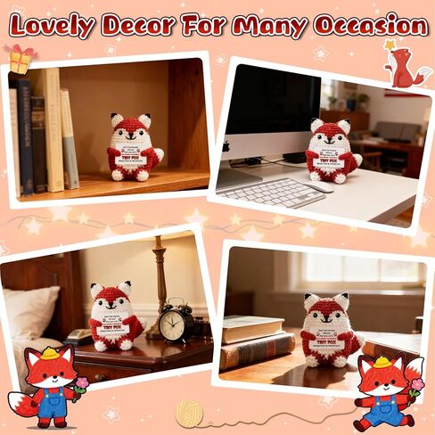 إيجابية الكروشيه الثعلب الحيوانات المحشوة الثعلب Plushie هدية للنساء الرجال عيد الفصح سلة الاشياء الهدايا العاطفية الكروشيه دعم الثعلب متجهم من القطيفة هدايا عيد ميلاد لابنة ابن in Kuwait