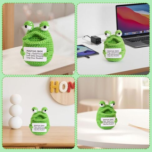 JUWUKLD Positive Crochet Animals Frog Cute Mini Frogs with Positive Messages Cards, Emotional Support Crochet Companion, Ideal Gift for Birthdays/Thank You/Inspirational, Frog Decor for Home Office in Saudi Arabia