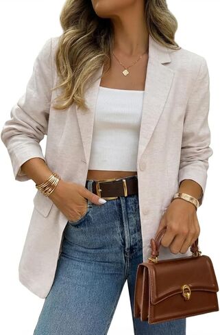 IDEALSANXUN Womens Long Sleeve Linen Blazer Casual Spring Summer Lightweight Jackets in Saudi Arabia