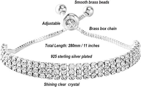Rhinestone Choker Necklaces Set Silver Sparkly Diamond Choker Tennis Bracelet Necklace Set for Women in Saudi Arabia