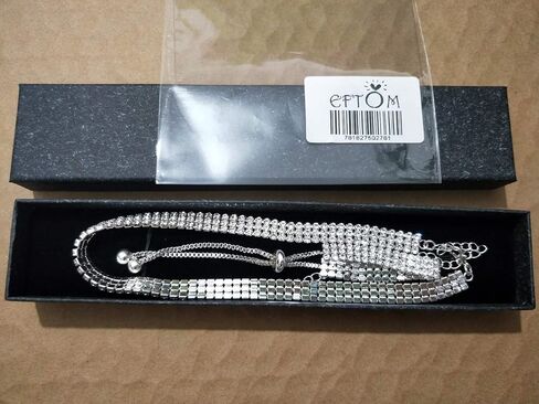 Rhinestone Choker Necklaces Set Silver Sparkly Diamond Choker Tennis Bracelet Necklace Set for Women in Saudi Arabia