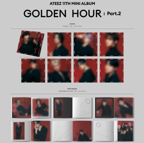 ATEEZ GOLDEN HOUR الجزء 2 ألبوم Digipack (إصدار HONGJOONG) غلاف + قرص مضغوط + كتاب صور + بطاقة صور + ملصق (IOMT) in Kuwait