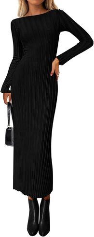 PRETTYGARDEN Womens Sweater Dress Fall 2025 Casual Crewneck Long Sleeve Pullover Ribbed Knit Bodycon Maxi Sweater Dresses in Kuwait