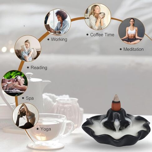 All the Best - Minimalist Ceramic Incense Burner – Modern Backflow Holder for Relaxation, Meditation, Aromatherapy & Home Decor in Saudi Arabia
