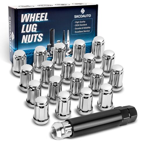 Set of 24 M14x1.5 Lug Nuts Compatible with Silverado Tahoe Suburban Tahoe Sururban Escalade Xt6 Xt5,7/8 Hex 1.77-Inch OEM Factory Style Large Acorn Socket Chrome Wheels Lug Nuts in Kuwait
