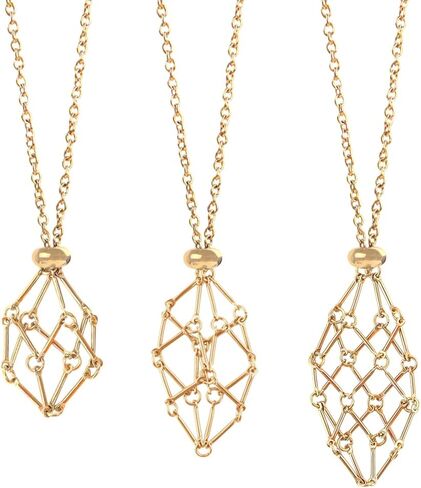 Anjiucc Crystal Holder Necklace - Stainless Steel Cage for Stone, Empty Crystal Cage Necklace for Women Men Adjustable Length in Saudi Arabia