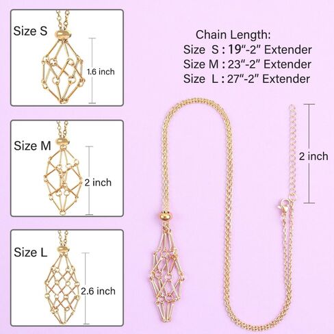 Anjiucc Crystal Holder Necklace - Stainless Steel Cage for Stone, Empty Crystal Cage Necklace for Women Men Adjustable Length in Saudi Arabia