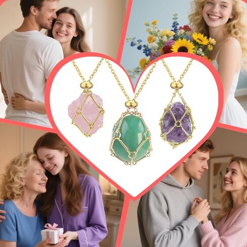 Anjiucc Crystal Holder Necklace - Stainless Steel Cage for Stone, Empty Crystal Cage Necklace for Women Men Adjustable Length in Saudi Arabia