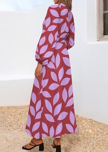 Lazysmile Maxi Dresses for Women 2025 Casual Long Sleeve Button Down Belted Boho Floral Shirt Dress with Pockets in Saudi Arabia