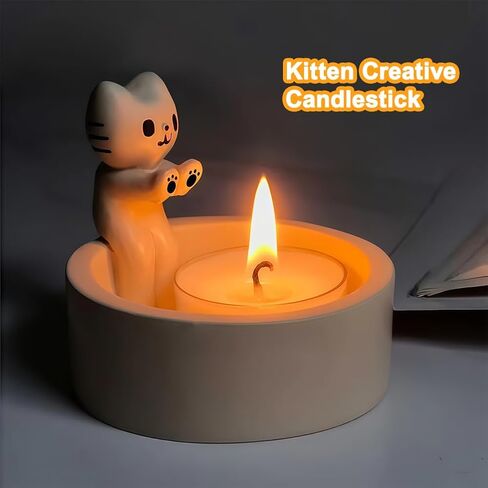 Cat Candle Holder, Cartoon Kitten Scented Candles Sticks Holder Decor for Table Centerpiece Cat Lover Gift Home Room in Saudi Arabia