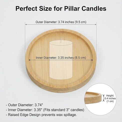 Wood Candle Holder Farmhouse Decor, 4PCS Wooden Pillar Candles Tray, Rustic Wooden Candle Stand, Round Woodens Plate Pedestal Stand, Candles Tray Decorative for Living Room, Table Centerpiece in Saudi Arabia