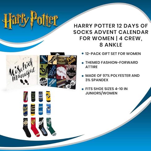 Harry Potter Solemnly Swear Limited Edition Juniors Womens 12 Days of Socks Set Size 4-10 Black in Saudi Arabia