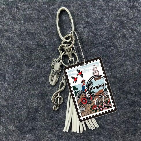 سلسلة مفاتيح Virginia Souvenirs Fashion Forever Stamps - طابع بريدي مزخرف مع حلقة مفاتيح - Forever Stamps Spot M in Kuwait