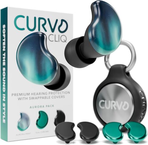 curvd cliq سدادات الأذن مع أغطية قابلة للتبديل ، تخفيض ضوضاء أنيقة للحفلات الموسيقية ، حساسية الضوضاء والمزيد. ألوان وأنماط قابلة للتخصيص ، مقابس أذن قابلة لإعادة الاستخدام مع علبة سفر الألمنيوم و 5 أحجام طرف in Kuwait