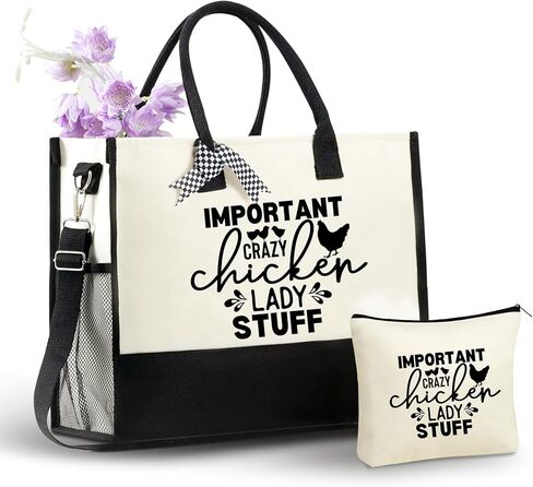 InnoBeta Chicken Lover Gifts for Women, Canvas Tote Bag on Christmas or Birthday, Tote with Top Zipper Closure and Shoulder Strap in Saudi Arabia