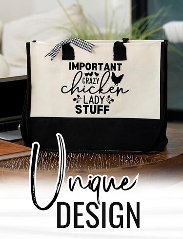 InnoBeta Chicken Lover Gifts for Women, Canvas Tote Bag on Christmas or Birthday, Tote with Top Zipper Closure and Shoulder Strap in Saudi Arabia
