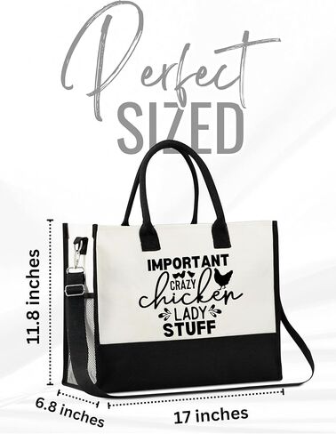 InnoBeta Chicken Lover Gifts for Women, Canvas Tote Bag on Christmas or Birthday, Tote with Top Zipper Closure and Shoulder Strap in Saudi Arabia