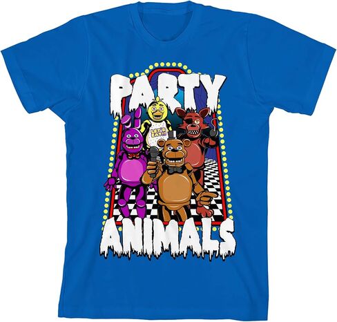 تي شيرت Five Nights at Freddy's Party Animals Youth باللون الأزرق الملكي وأكمام قصيرة ورقبة دائرية - صغير in Kuwait