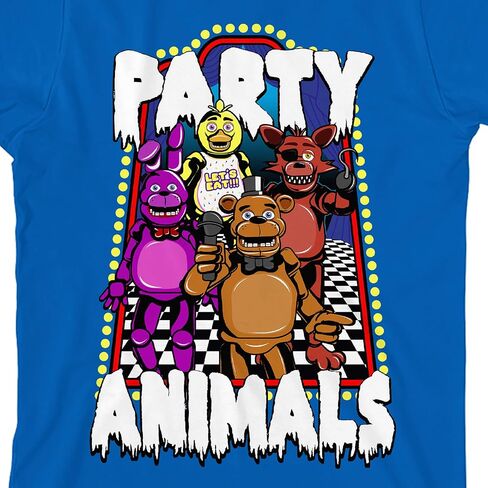 تي شيرت Five Nights at Freddy's Party Animals Youth باللون الأزرق الملكي وأكمام قصيرة ورقبة دائرية - صغير in Kuwait
