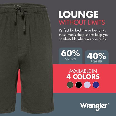 شورت نوم رجالي من Wrangler، شورت صالة رجالي مع جيوب، قيعان بيجامة ناعمة in Saudi Arabia