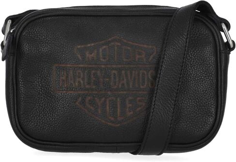 Harley-Davidson Women's Traditional B&S Logo Leather Crossbody Purse, Brown in Saudi Arabia