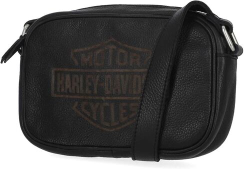Harley-Davidson Women's Traditional B&S Logo Leather Crossbody Purse, Brown in Saudi Arabia