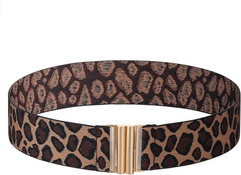 Wide Stretch Waist Belt for Women, Vintage Leopard Print Elastic Waistband for Dresses and Jeans in Saudi Arabia