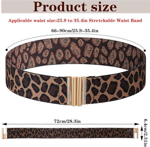 Wide Stretch Waist Belt for Women, Vintage Leopard Print Elastic Waistband for Dresses and Jeans in Saudi Arabia