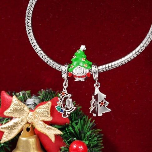 GNOCE Christmas Tree Gnome Charm for Her, S925 Sterling Silver Pendant Charm for Women Wife, Valentine‘s Day, Mother’s Day Jewelry in Saudi Arabia