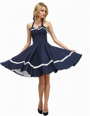 فستان بحار ريترو-S-3XL نسائي 1950s الرسن خمر فستان روكابيلي Pinup ريترو بحار فستان كوكتيل in Kuwait