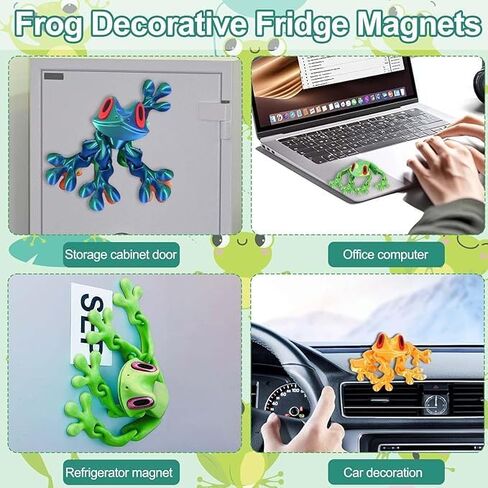 Magnetic Frog Ornaments,3D Printed Magnet Frog Figurines,Realistic Jointed Jumping Model,Cute Movable Frog Decoration for Fridge and Metal Surfaces in Saudi Arabia