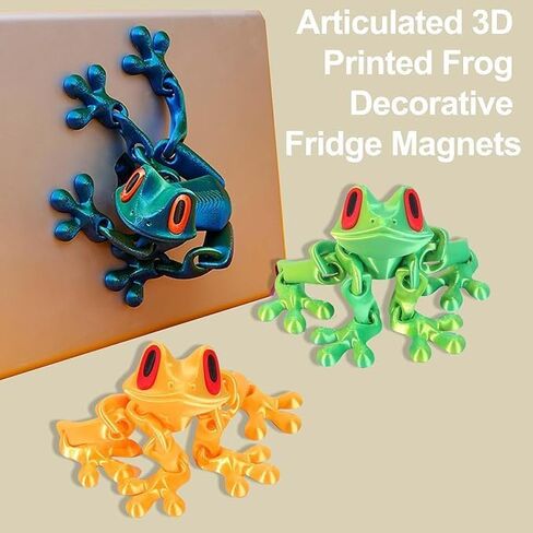 Magnetic Frog Ornaments,3D Printed Magnet Frog Figurines,Realistic Jointed Jumping Model,Cute Movable Frog Decoration for Fridge and Metal Surfaces in Saudi Arabia