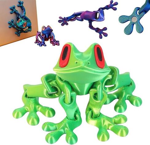 Magnetic Frog Ornaments,3D Printed Magnet Frog Figurines,Realistic Jointed Jumping Model,Cute Movable Frog Decoration for Fridge and Metal Surfaces in Saudi Arabia