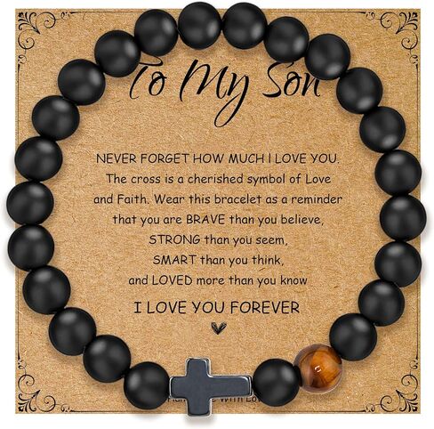 Flybar Christian men’s bracelet tiger eye cross jewelry religious beaded 8mm black bracelet men’s accessory in Saudi Arabia