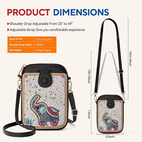 Women's Small Crossbody Cell Phone Bag, Boho Colorful Beaded Purse Wallet with Handmade Cute Patterns in Kuwait