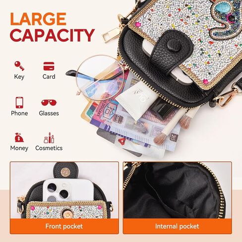 Women's Small Crossbody Cell Phone Bag, Boho Colorful Beaded Purse Wallet with Handmade Cute Patterns in Kuwait