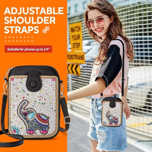 Women's Small Crossbody Cell Phone Bag, Boho Colorful Beaded Purse Wallet with Handmade Cute Patterns in Kuwait