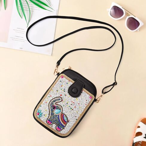 Women's Small Crossbody Cell Phone Bag, Boho Colorful Beaded Purse Wallet with Handmade Cute Patterns in Kuwait