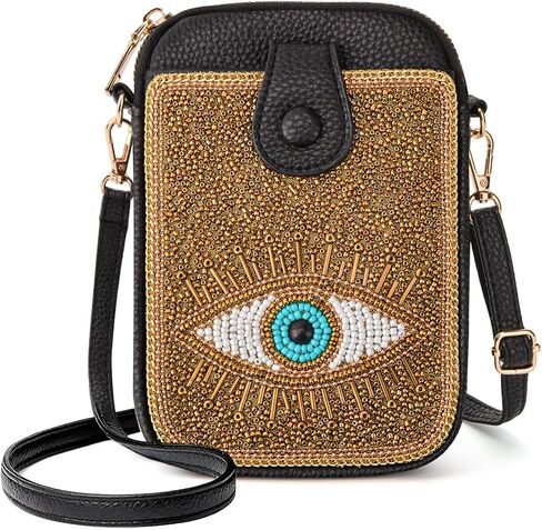 Women's Small Crossbody Cell Phone Bag, Boho Colorful Beaded Purse Wallet with Handmade Cute Patterns in Kuwait